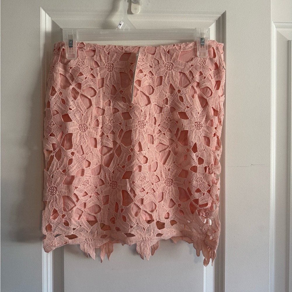 Pink Embellished Cut Out Mini Skirt